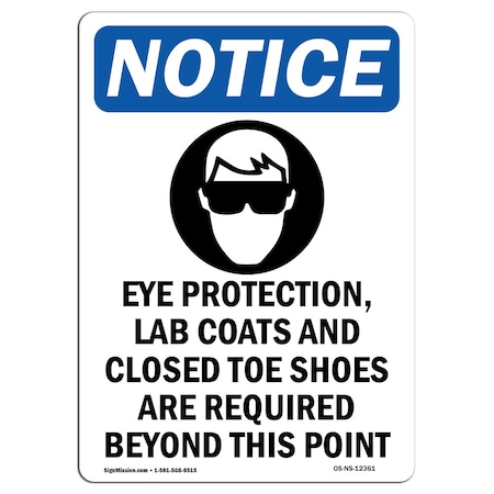 OSHA Notice Sign, Eye Protection Lab With Symbol, 10in X 7in Rigid Plastic